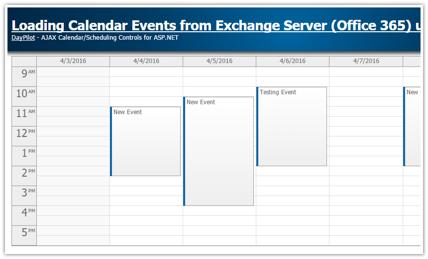 Loading Calendar Appointments from Exchange Server (Office 