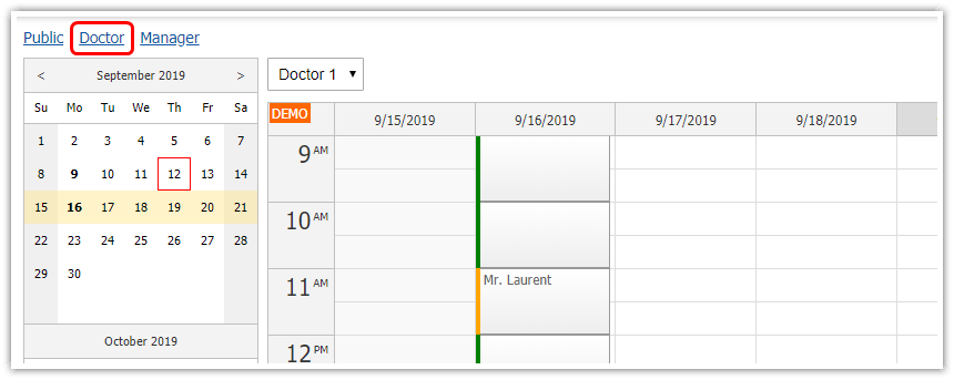 HTML5 Doctor Appointment Scheduling (JavaScript/PHP/MySQL) | DayPilot Code