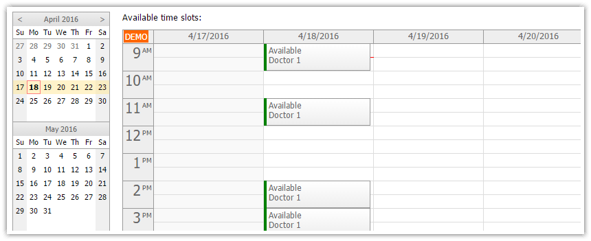 HTML5 Doctor Appointment Scheduling (JavaScript/PHP/MySQL 