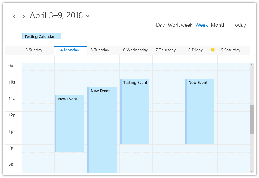 Loading Calendar Appointments from Exchange Server (Office 365) using